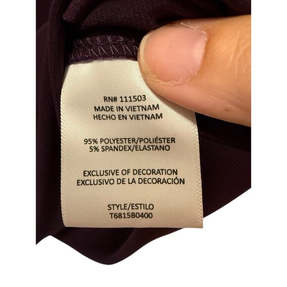 A.U.W Womens Large Purple Drape Front Blouse With Gold Accent Keyhole Neckline - Picture 7 of 7